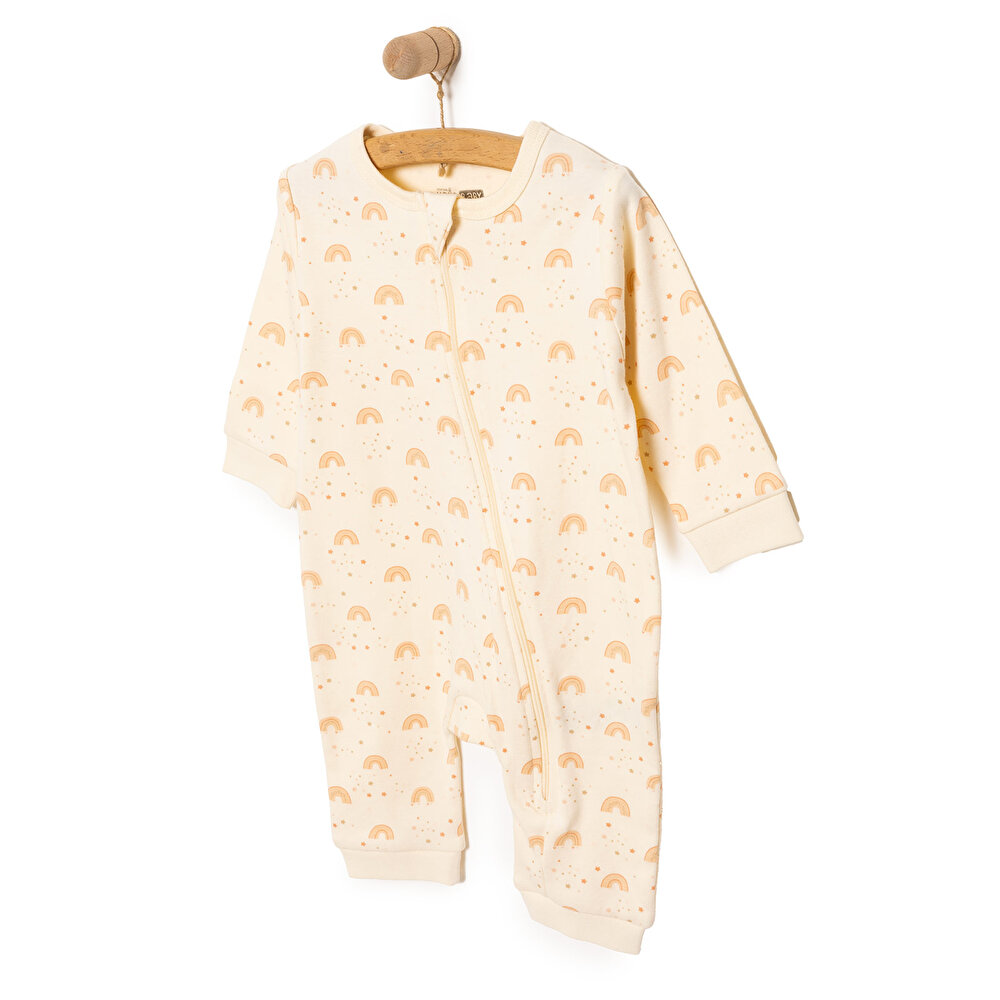 Kız Gökkuşağı Desenli  Fermuarlı Patiksiz Tulum Kız Bebek