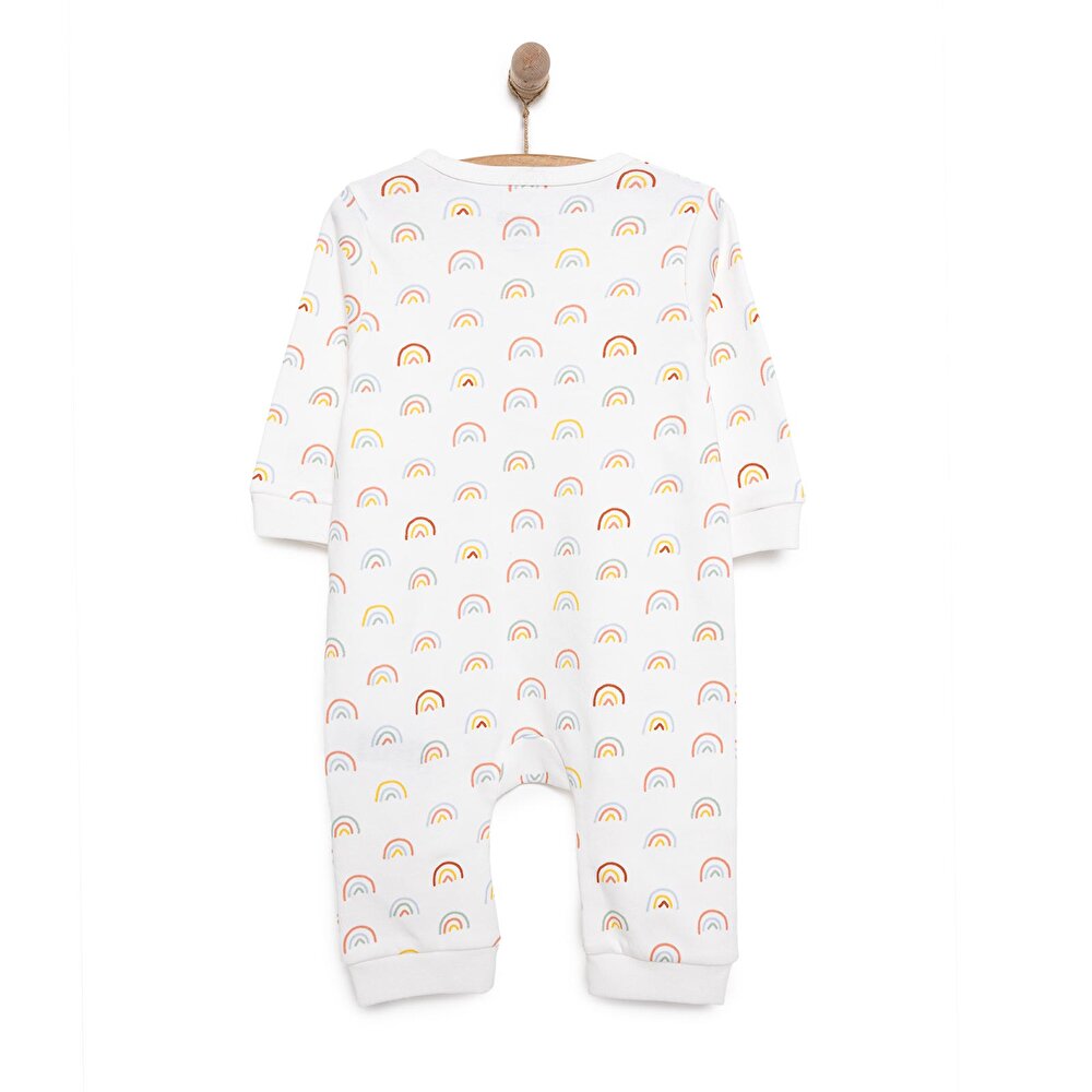 Kız Gökkuşağı Desenli  Fermuarlı Patiksiz Tulum Kız Bebek