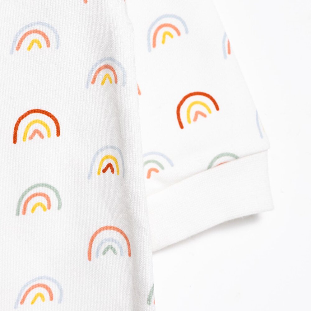 Kız Gökkuşağı Desenli  Fermuarlı Patiksiz Tulum Kız Bebek