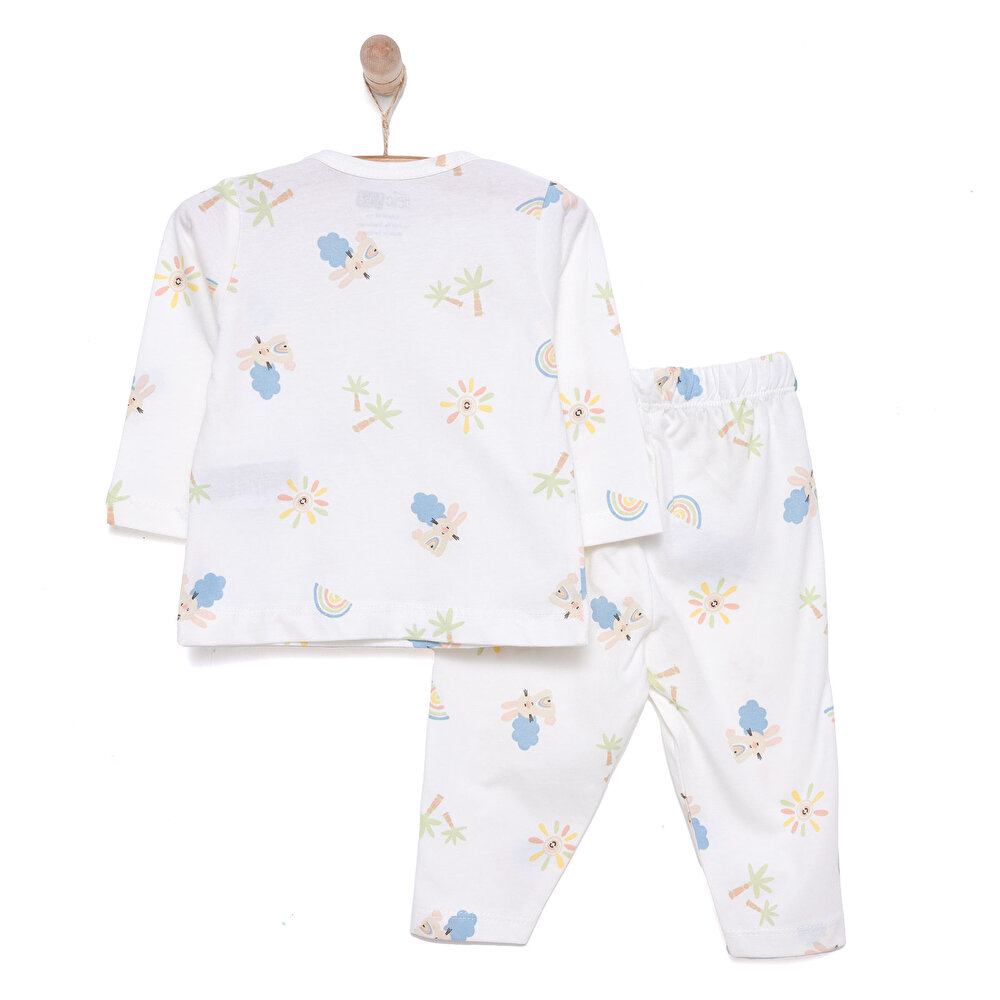 Kız Gökkuşağı Desenli Uzun Kol Pijama Takımı