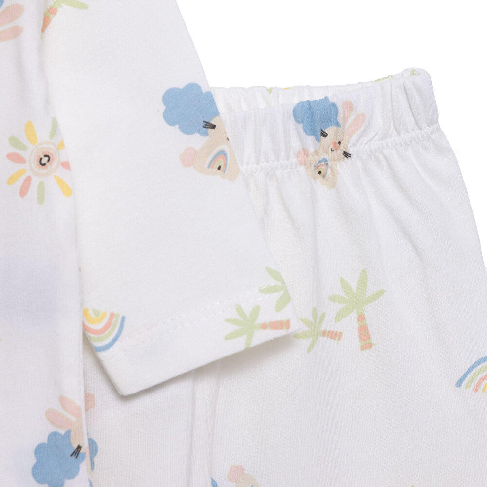 Kız Gökkuşağı Desenli Uzun Kol Pijama Takımı