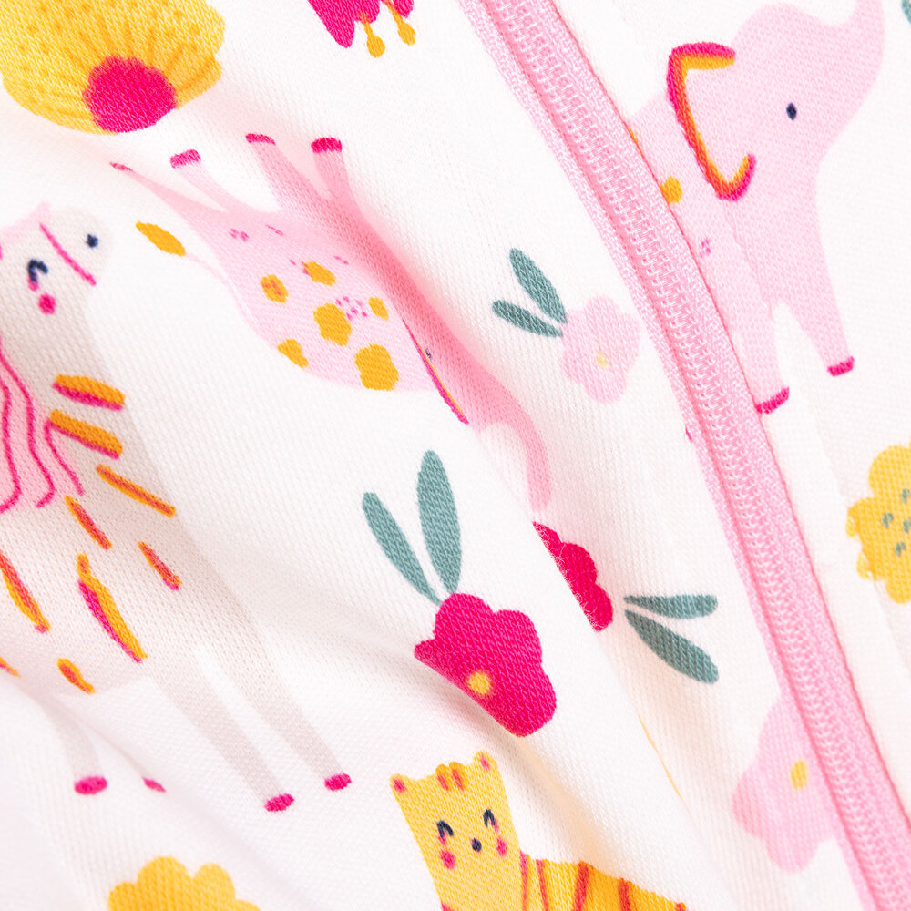 Kız Hayvan Desenli Uzun Kol Fermuarlı Patiksiz Tulum