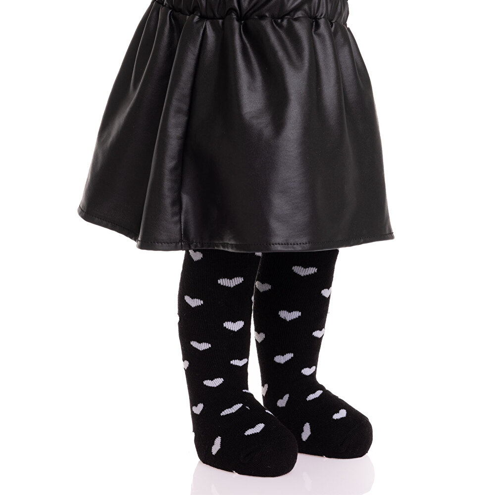 Kız Kalp Desenli Havlu Külotlu Çorap Kız Bebek