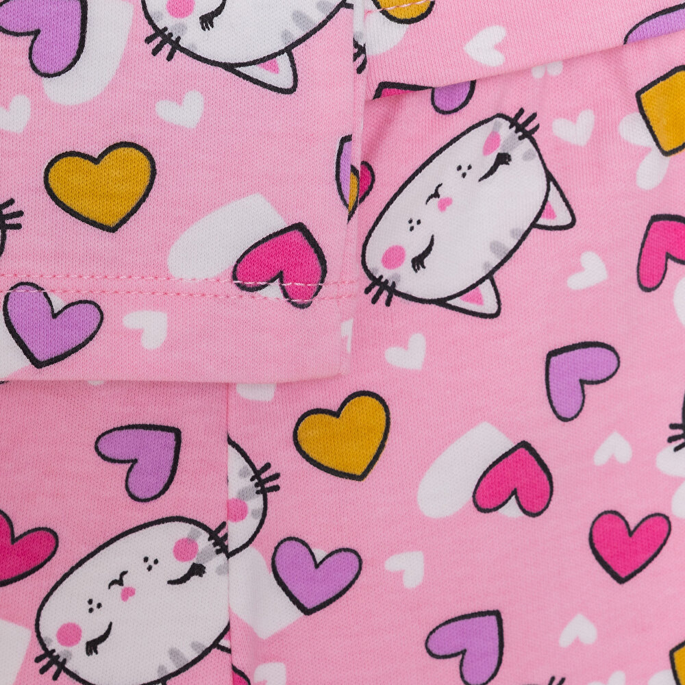 Kız Kedi Desenli Gömlek Yaka Pijama Takımı