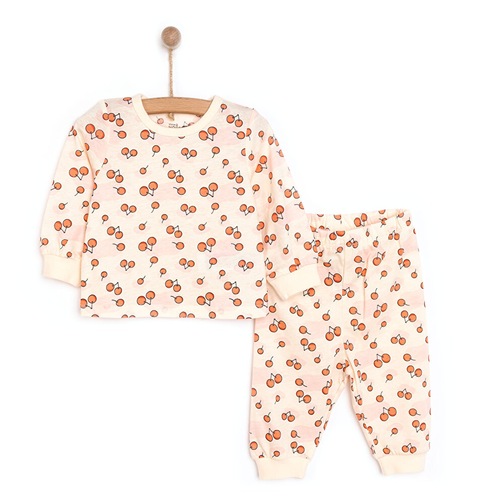 Kız Kiraz Desenli Uzun Kol Pijama Takımı
