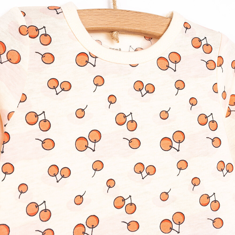 Kız Kiraz Desenli Uzun Kol Pijama Takımı