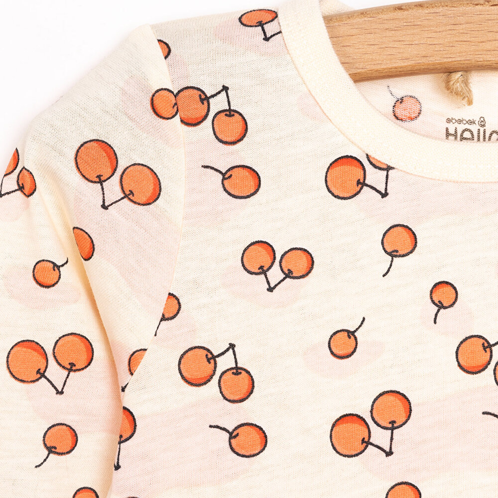 Kız Kiraz Desenli Uzun Kol Pijama Takımı