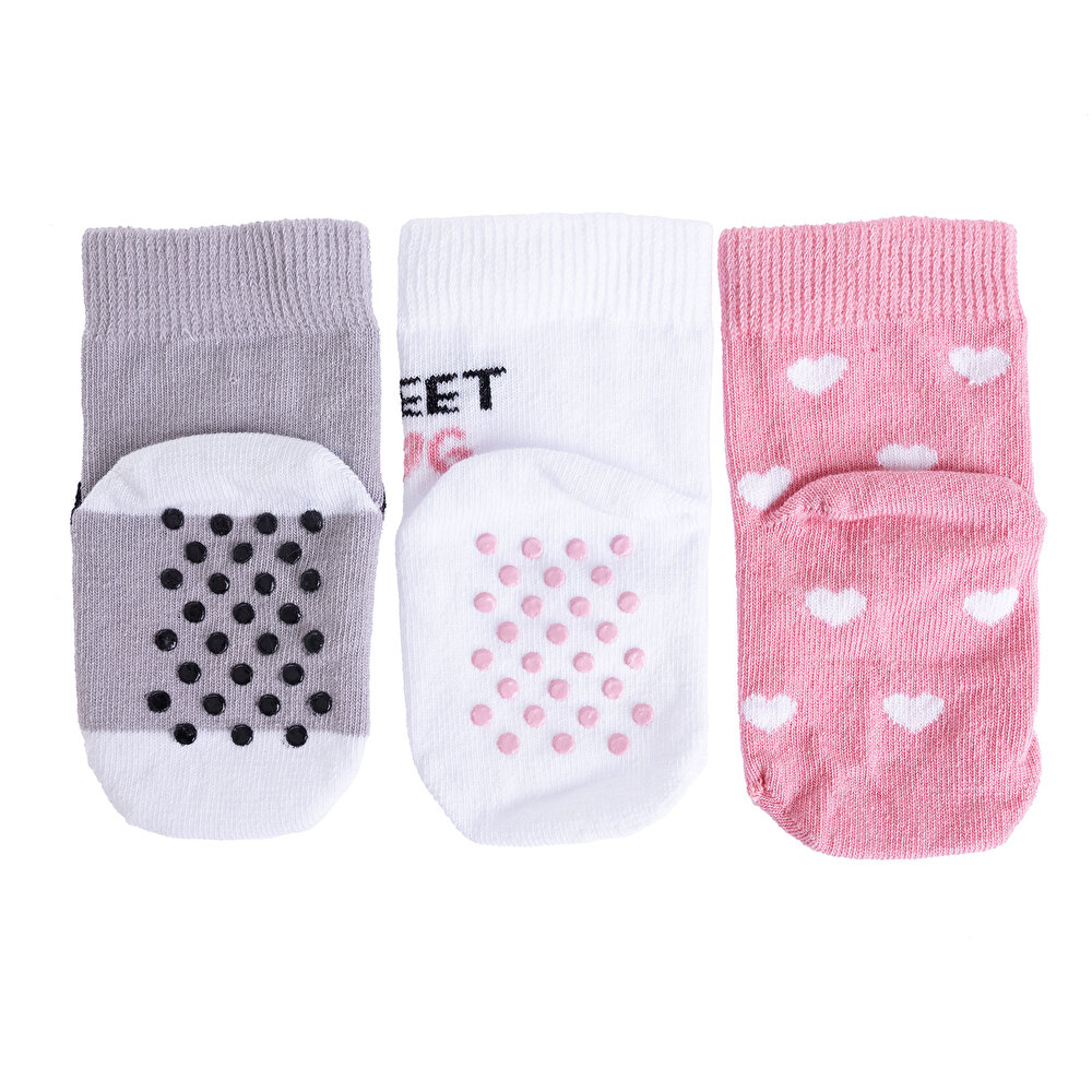 Kız Köpek Desen 3lü Kaydırmaz Çorap Kız Bebek