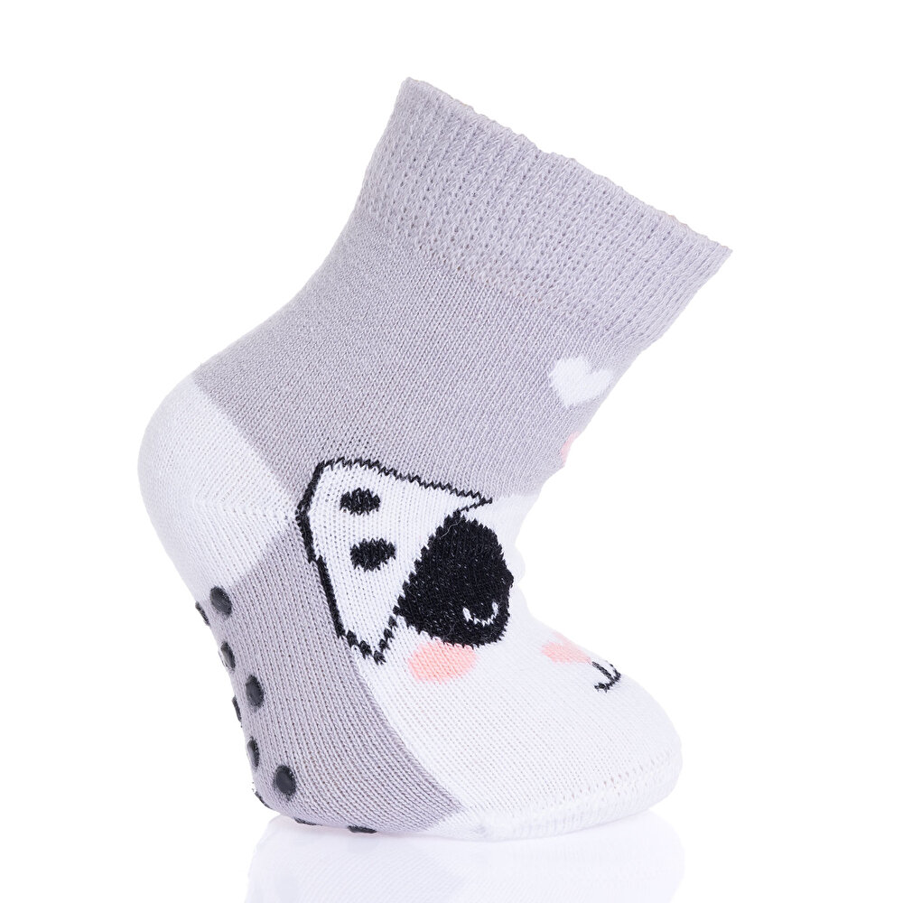 Kız Köpek Desen 3lü Kaydırmaz Çorap Kız Bebek