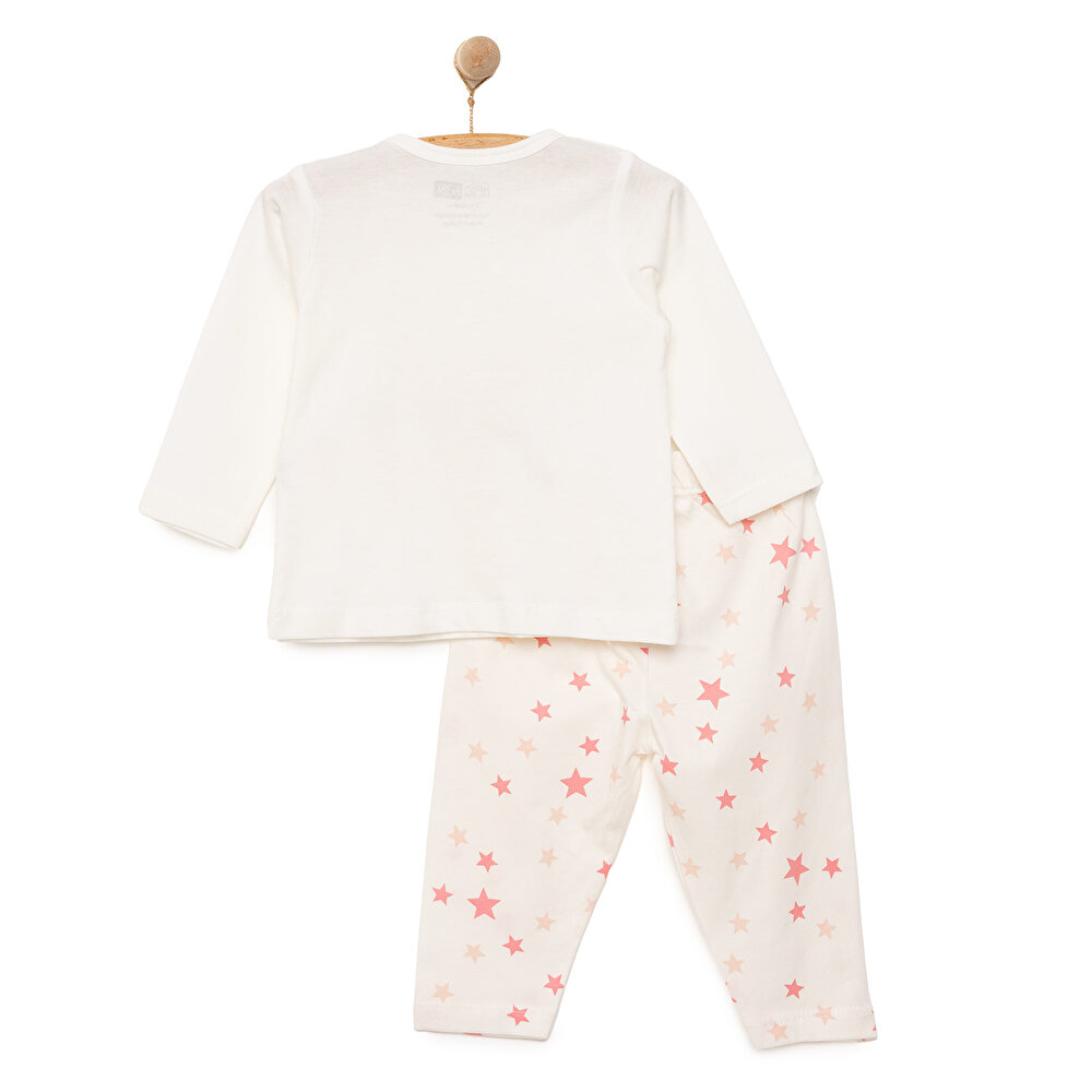 Kız Küçük Yıldız Desenli Uzun Kol Pijama Takımı