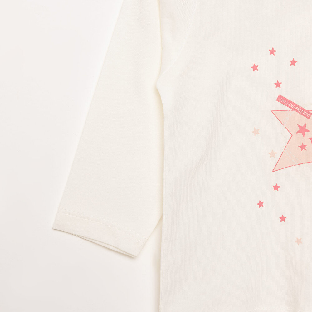 Kız Küçük Yıldız Desenli Uzun Kol Pijama Takımı