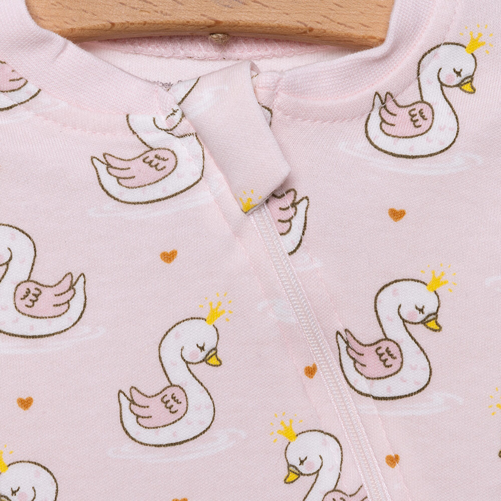 Kız Kuğu Desenli Fermuarlı Patiksiz Tulum