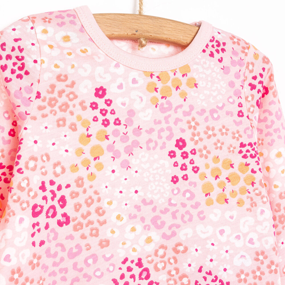 Kız Mini Çiçek Desenli Uzun Kol Pijama Takımı