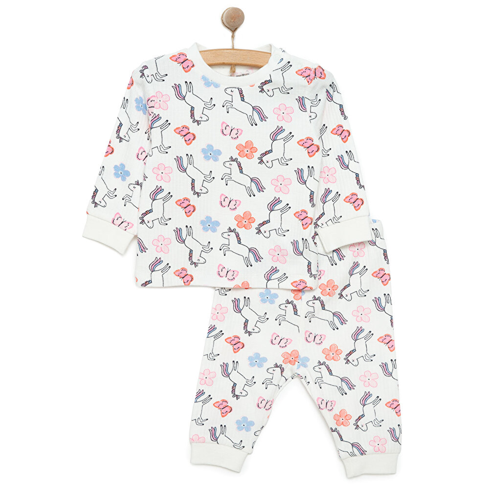 Kız Unicorn Desenli Uzun Kol Pijama Takımı