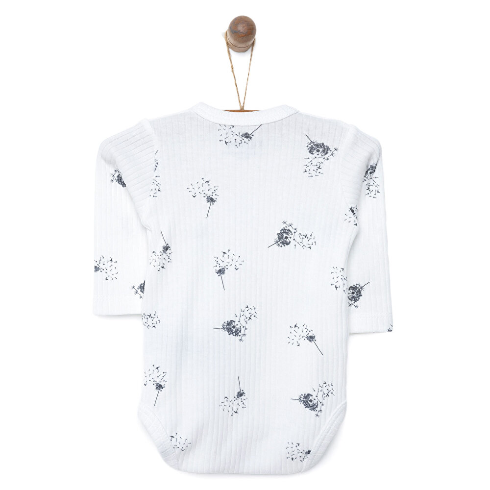 Yenidoğan  Kız Zıbın Body-Çıtçıtlı %100 Pamuk,Uzun Kollu Ekru 0-9 Ay