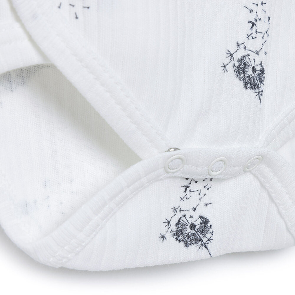 Yenidoğan  Kız Zıbın Body-Çıtçıtlı %100 Pamuk,Uzun Kollu Ekru 0-9 Ay