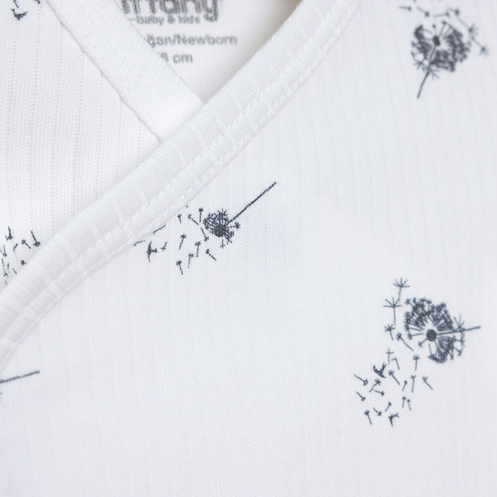 Yenidoğan  Kız Zıbın Body-Çıtçıtlı %100 Pamuk,Uzun Kollu Ekru 0-9 Ay