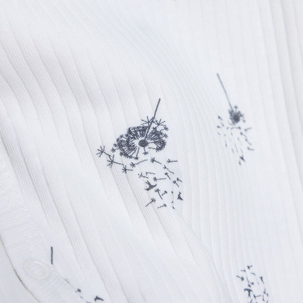 Yenidoğan  Kız Zıbın Body-Çıtçıtlı %100 Pamuk,Uzun Kollu Ekru 0-9 Ay