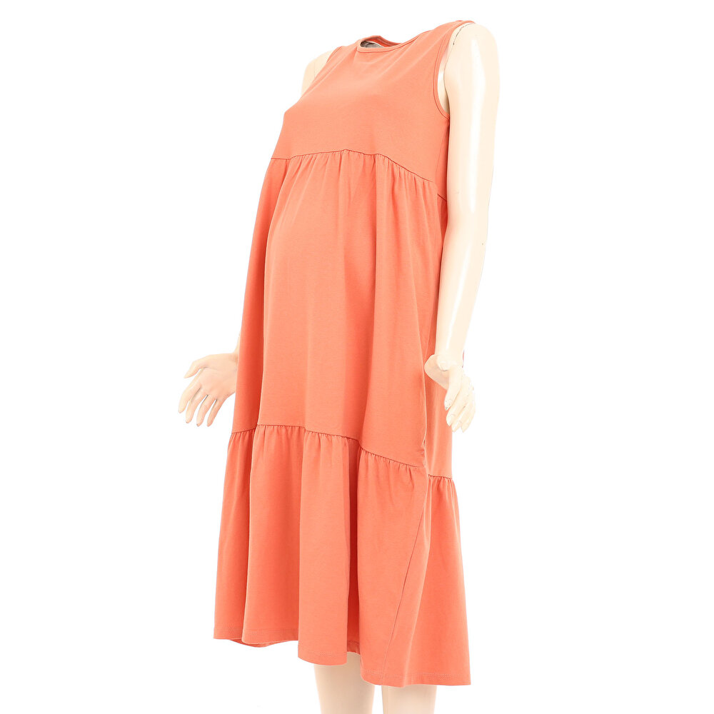 Kolsuz Midi Boy Rahat Kalıp Elbise