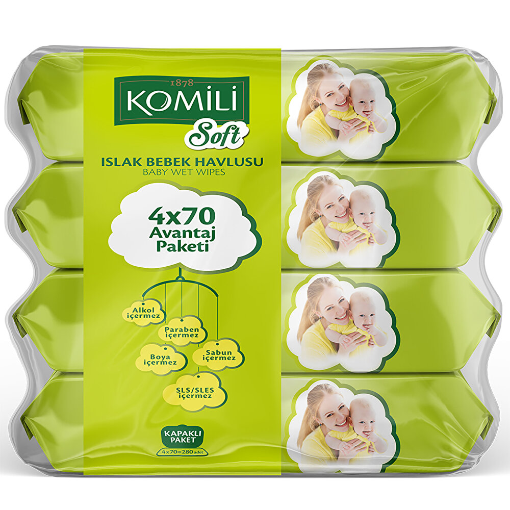 Soft Bebek Islak Mendil 4x70 Adet