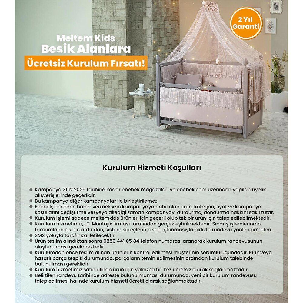 Kral Anne Yanı Ahşap Sallanır ve Asansörlü Beşik Gri 60x120 cm