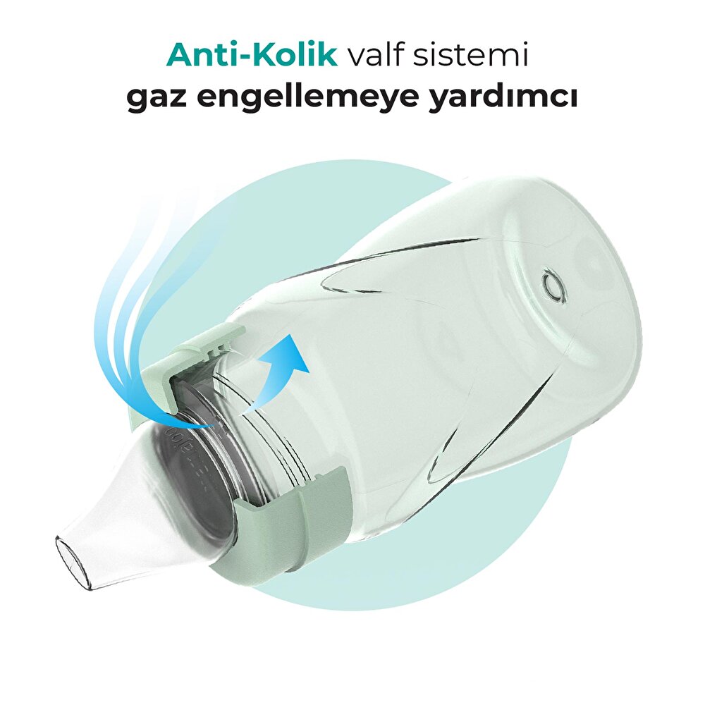 Kulplu Akıtmaz Alıştırma Bardaı 270ml Powder Green & Anti- kolik Uç