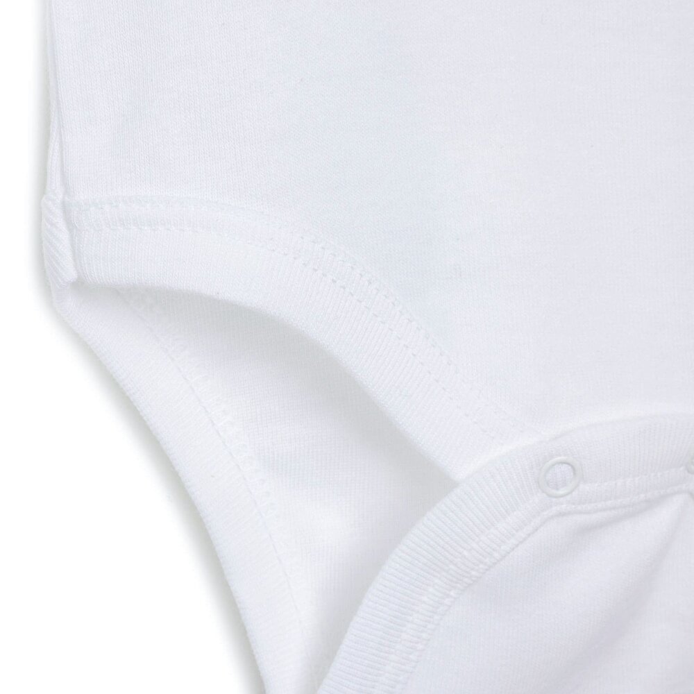 Unisex Beyaz Body Ribana Kumaş Çıtçıtlı Zıbın Zarf Yaka Uzun Kol Beyaz