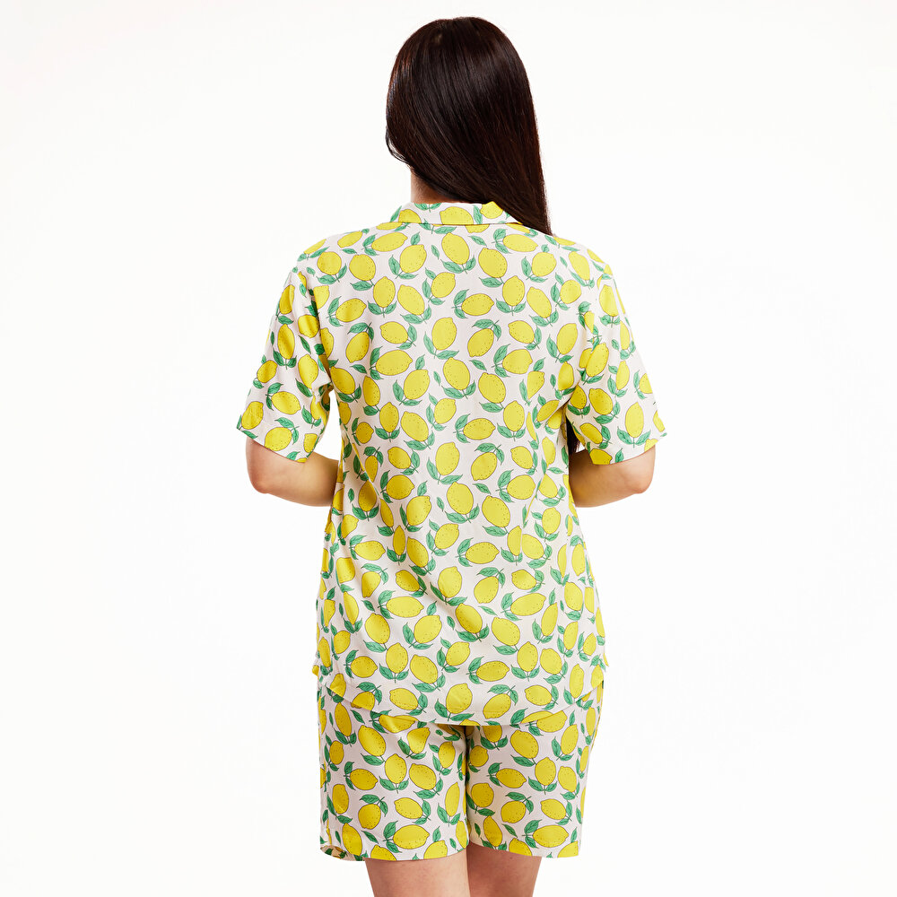 Limon Desenli Pijama Takımı Anne Giyim