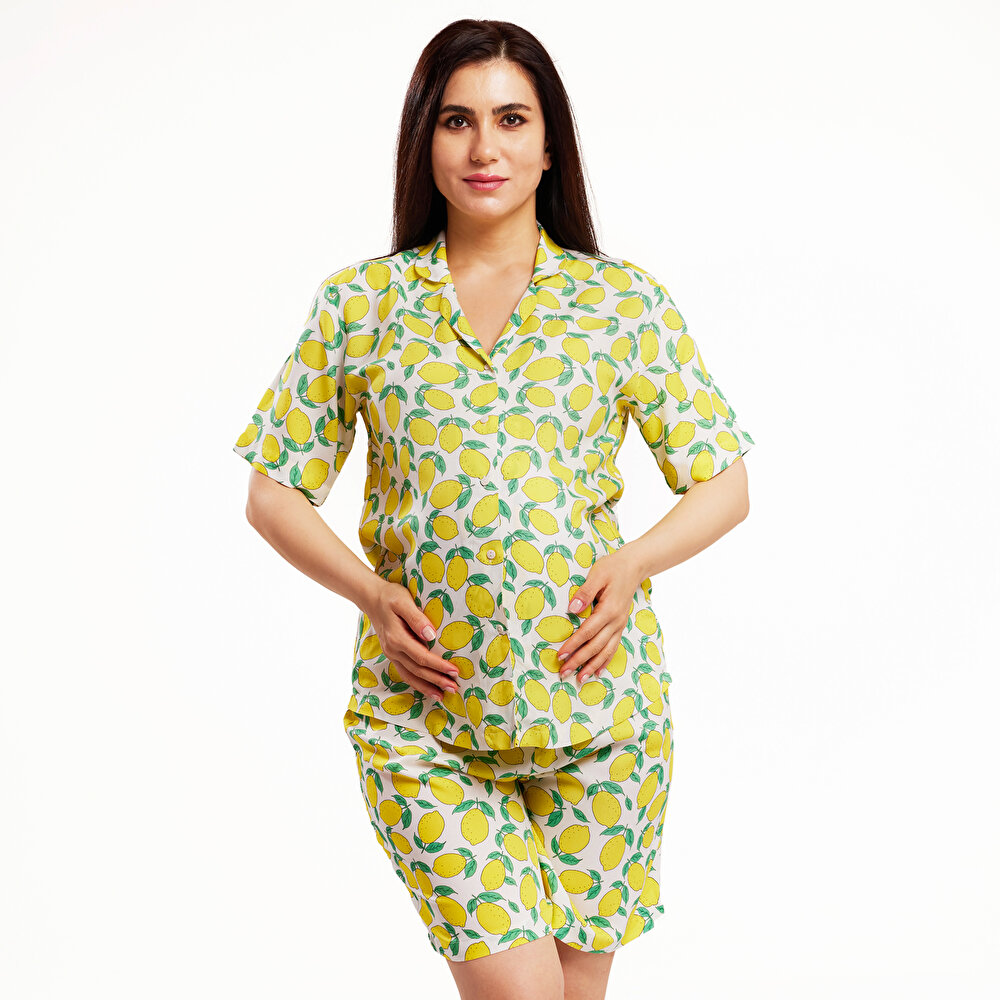 Limon Desenli Pijama Takımı Anne Giyim