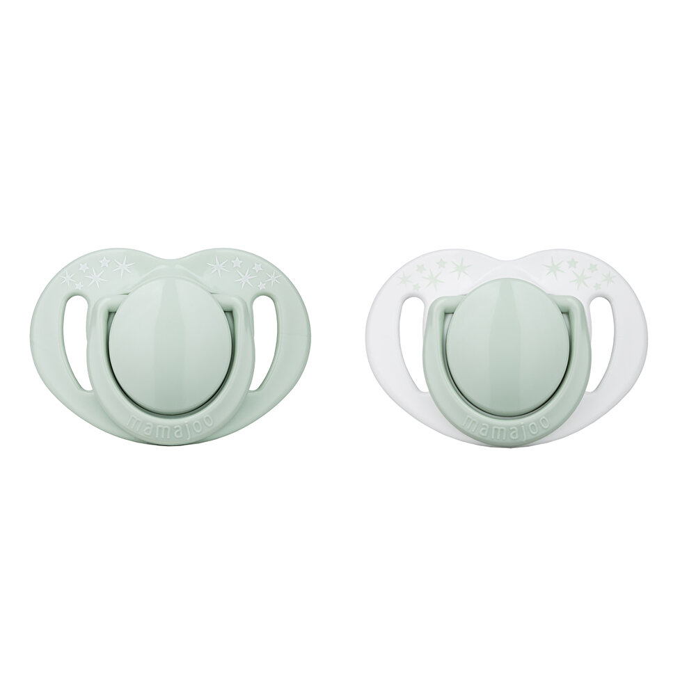 Powder Green Desenli 2'li Silikon Ortodontik Yalancı Emzik 6 Ay + (Kutulu)