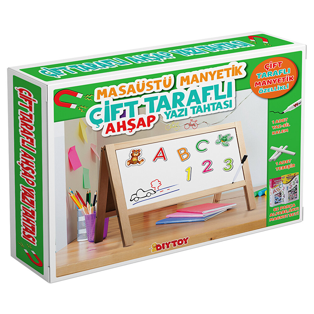 Manyetik Çift Taraflı Masaüstü Ahşap Yazı Tahtası