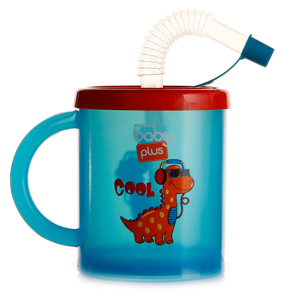 Desenli Pipetli Bardak 210 ml Mavi