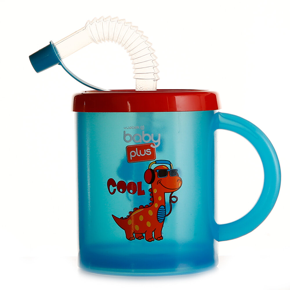 Desenli Pipetli Bardak 210 ml Mavi