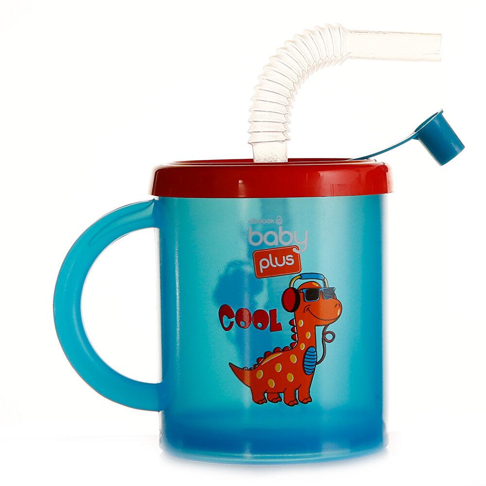 Desenli Pipetli Bardak 210 ml Mavi