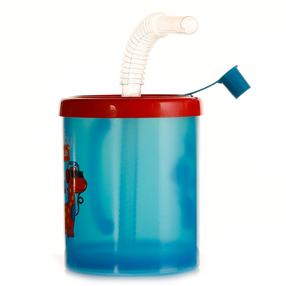 Desenli Pipetli Bardak 210 ml Mavi