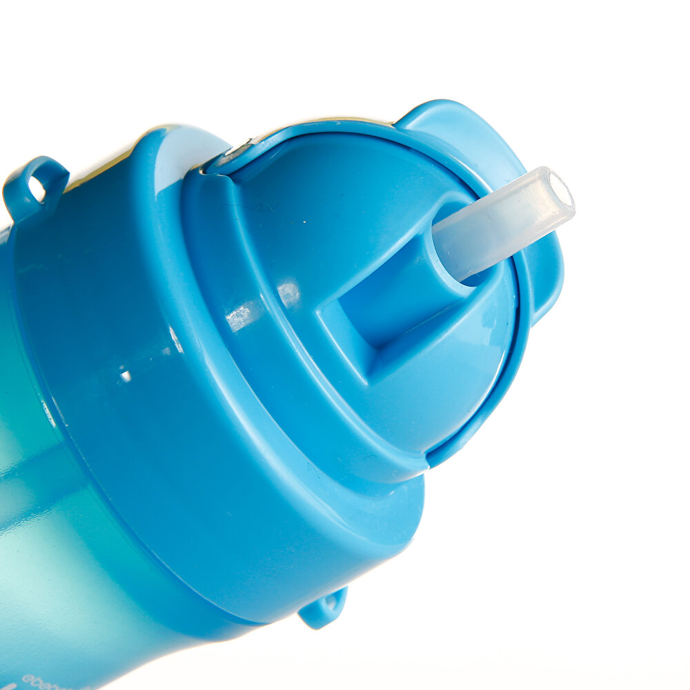 Desenli Pipetli Bebek Su Matarası 300 ml Mavi