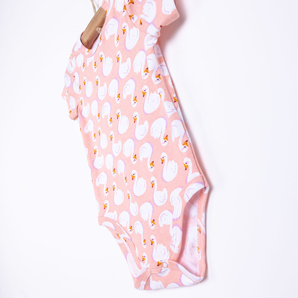 Metraj Baskılı Kısa Kol Body Kız Bebek