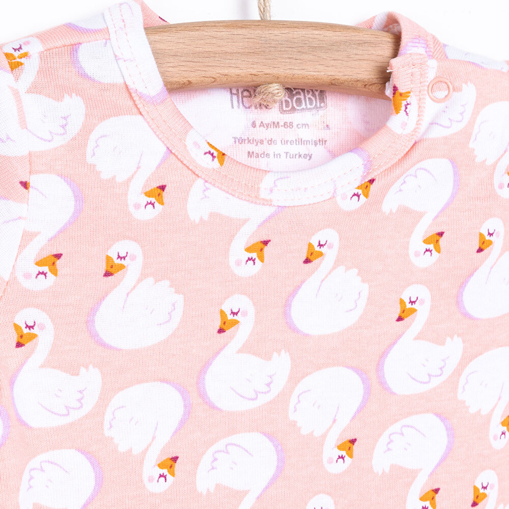Metraj Baskılı Kısa Kol Body Kız Bebek