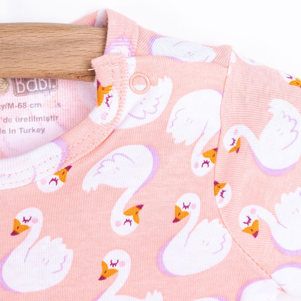 Metraj Baskılı Kısa Kol Body Kız Bebek