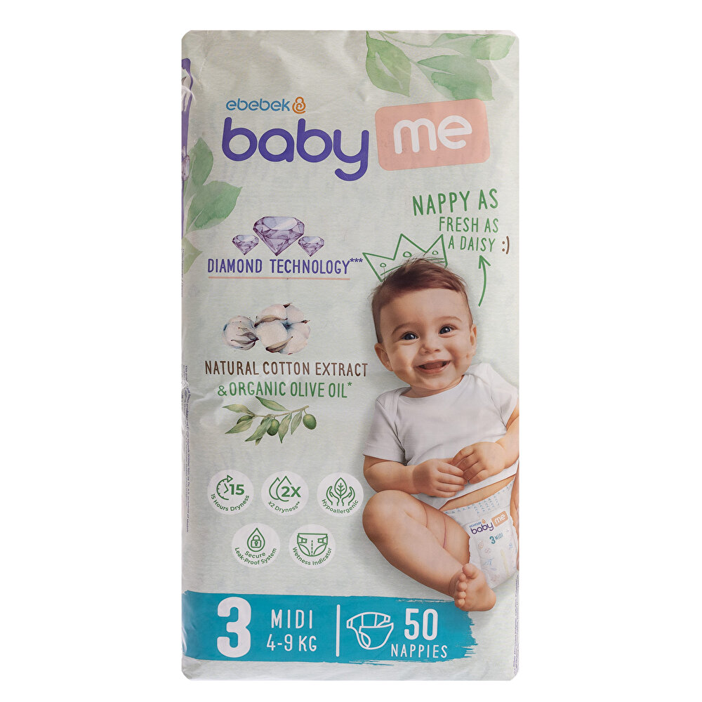 Midi 3 Numara Bebek Bezi 4-9 kg 50 Adet