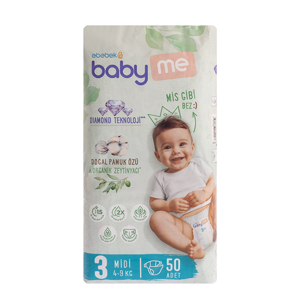 Midi 3 Numara Bebek Bezi 4-9 kg 50 Adet