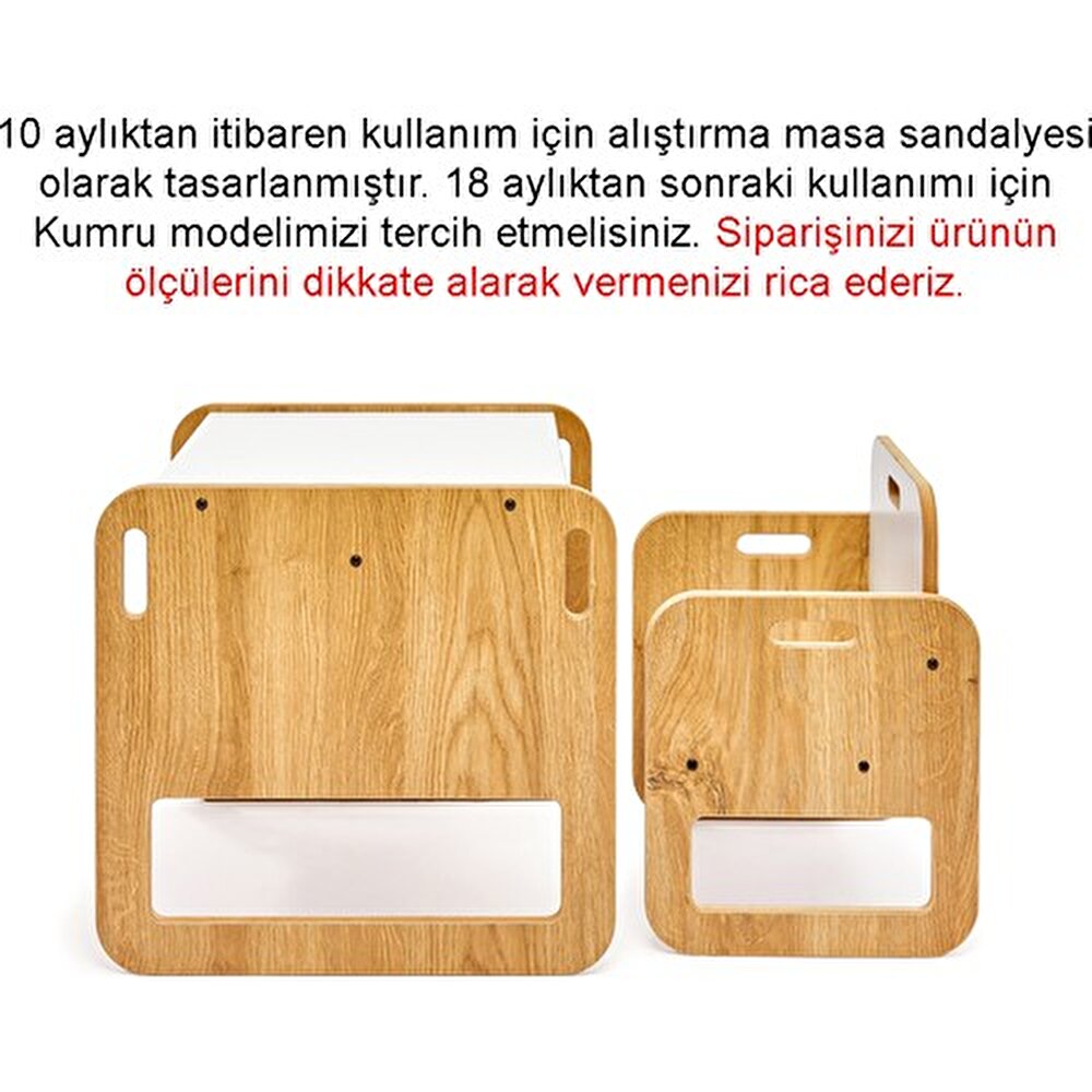 Ahşap Montessori Serçe Çocuk Oyun Masa ve Sandalye 0-18 Ay Naturel