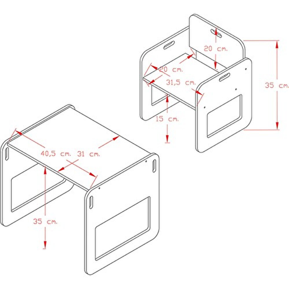 Ahşap Montessori Serçe Çocuk Oyun Masa ve Sandalye 0-18 Ay Naturel