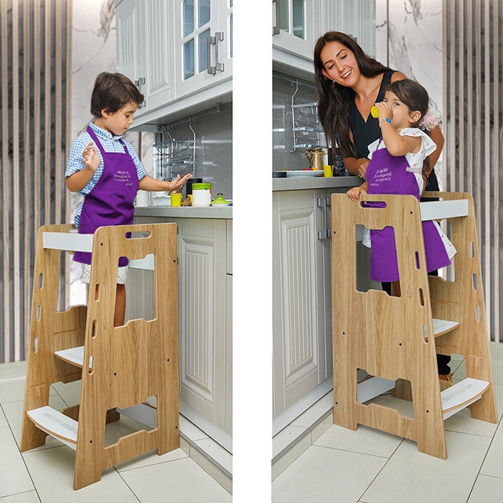 Ahşap Montessori Çocuk Öğrenme Kulesi Naturel 2-6 Yaş