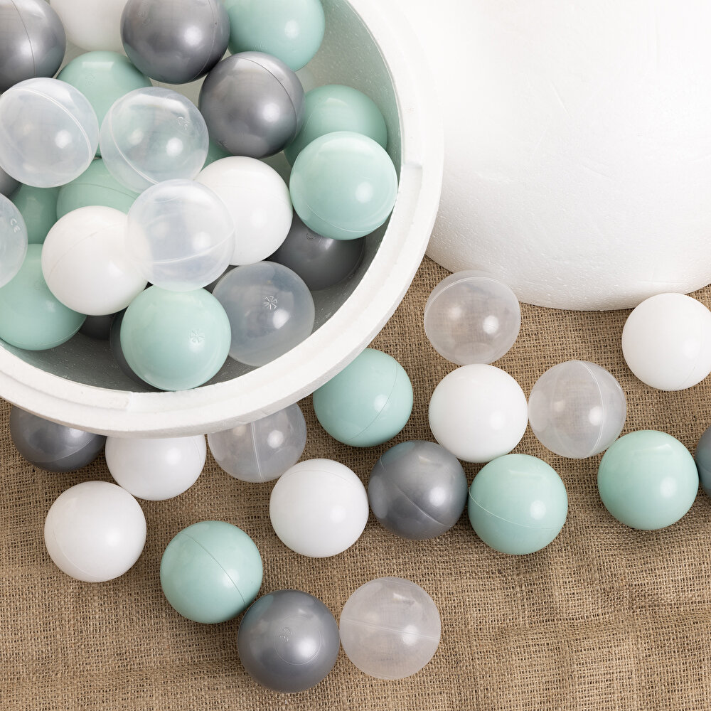 Mint-Gümüş-Beyaz-Şeffaf Havuz Topları 50'li 7 cm