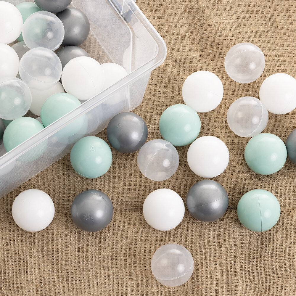 Mint-Gümüş-Beyaz-Şeffaf Havuz Topları 50'li 7 cm