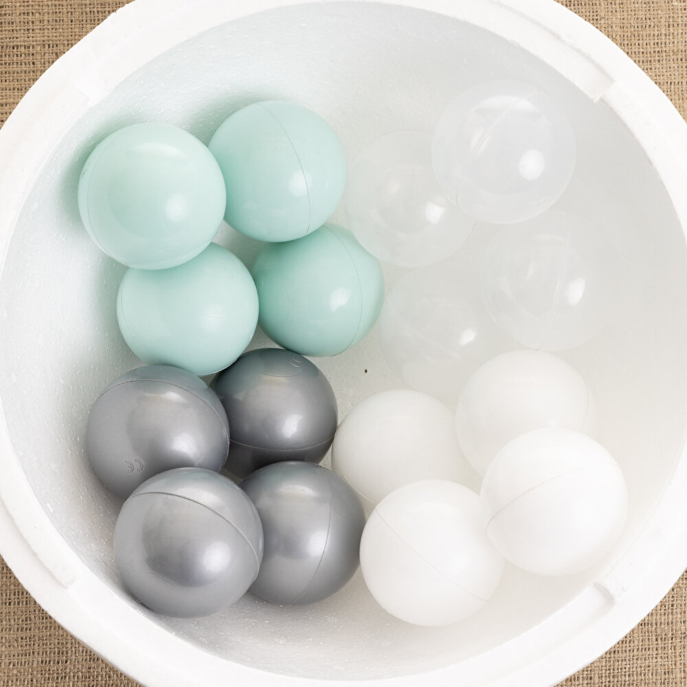 Mint-Gümüş-Beyaz-Şeffaf Havuz Topları 50'li 7 cm
