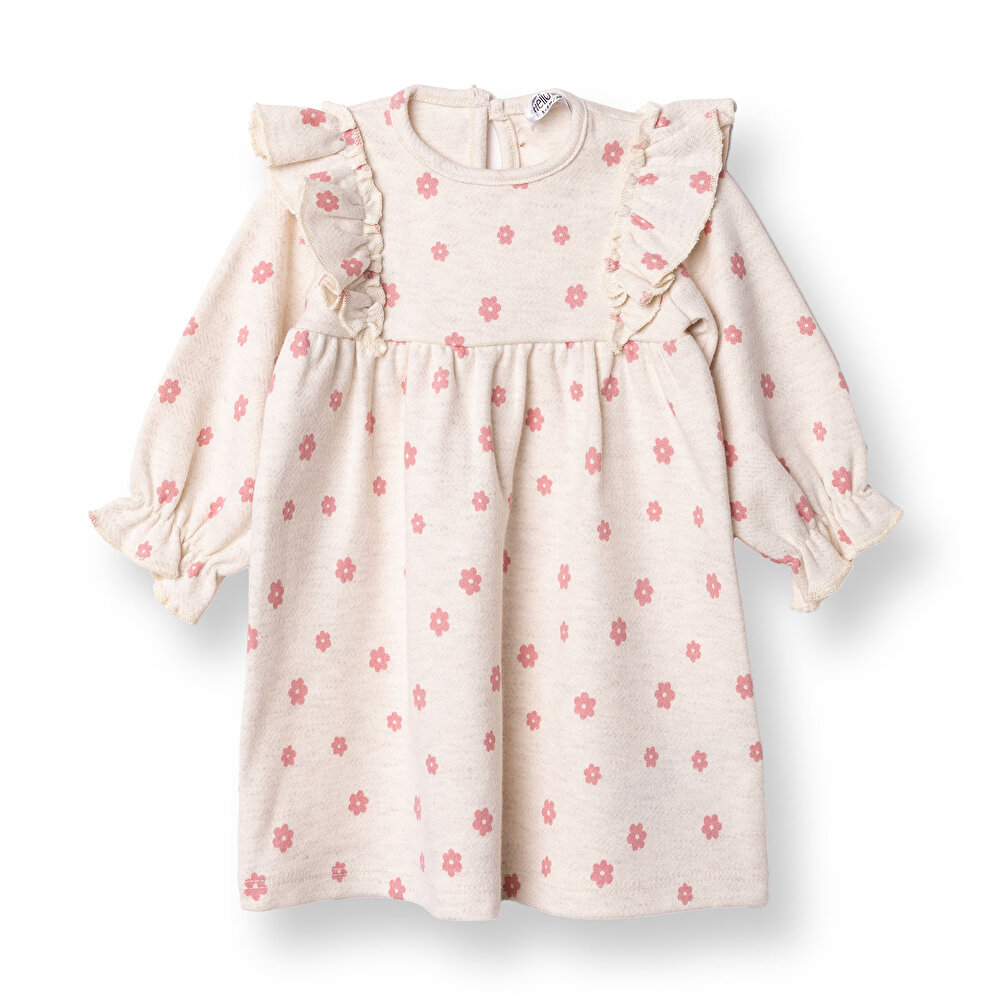 Kız Bebek Monochrome Elbise Kadife Uzun Kol