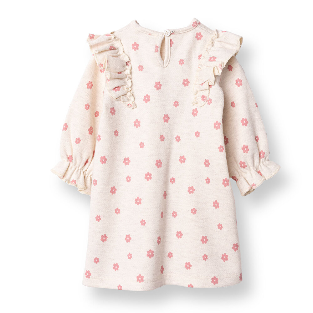 Kız Bebek Monochrome Elbise Kadife Uzun Kol