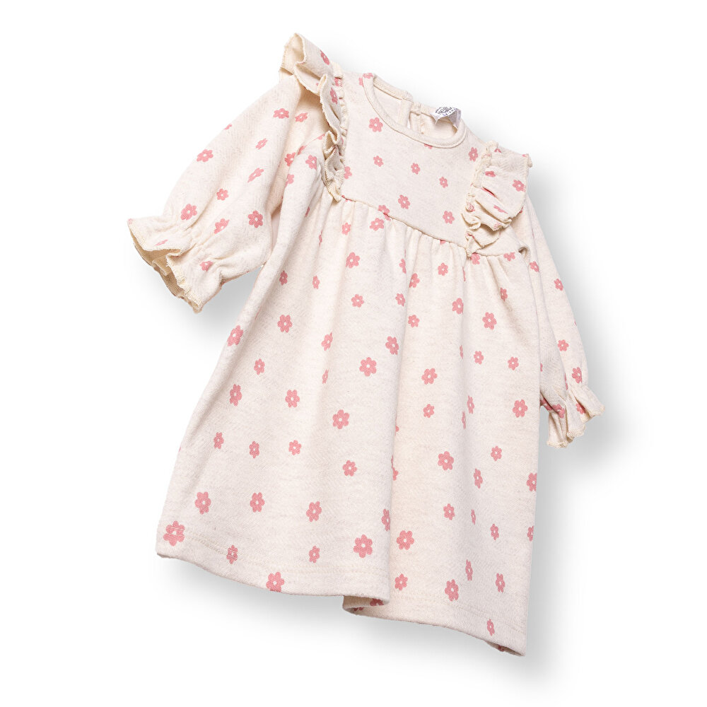 Kız Bebek Monochrome Elbise Kadife Uzun Kol